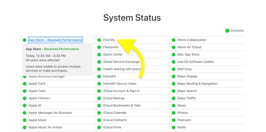 Apple System Status