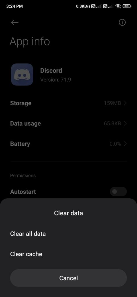 clear discord cache files android