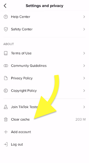 clear cache tiktok