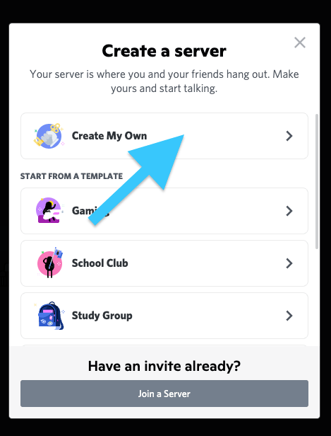 create a discord server