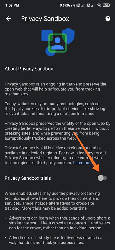 Disable Privacy Sandbox trials