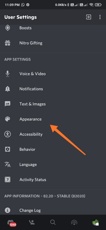 Discord App Appearance Settings