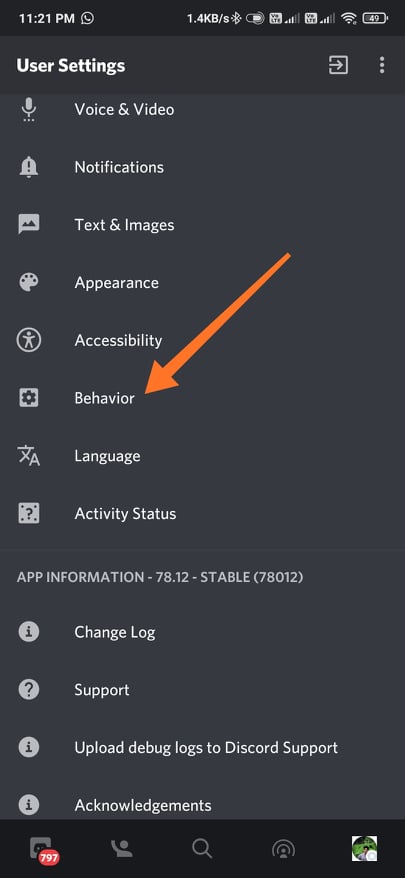 Discord Behavior Settings