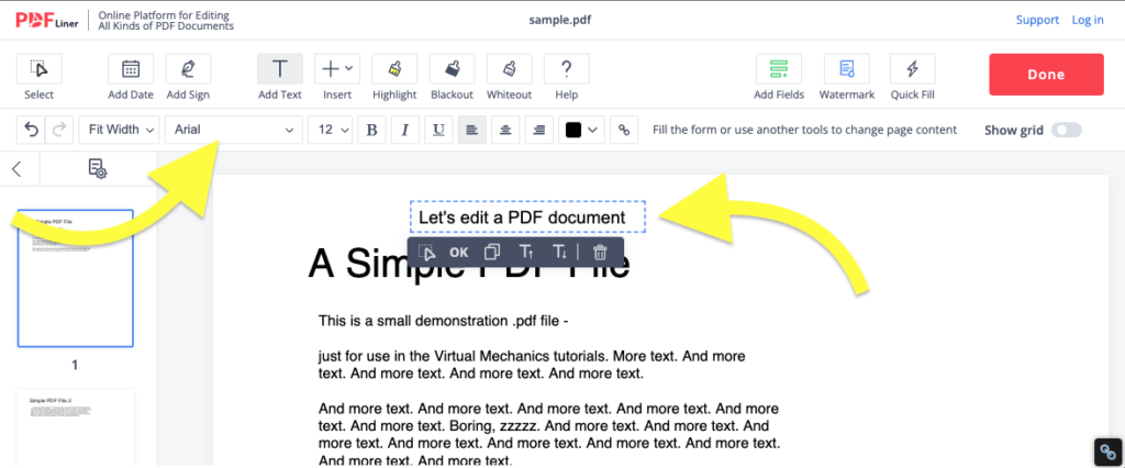 edit pdf file in pdfliner