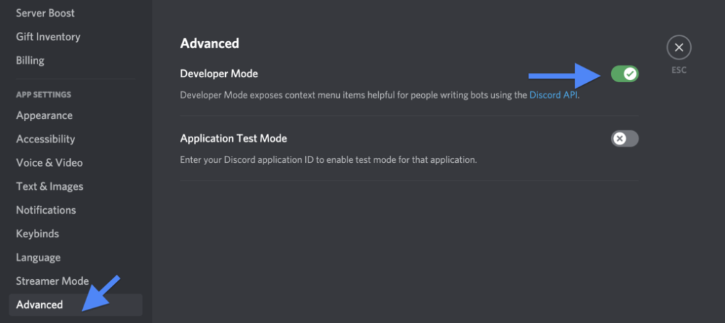 Enable Developer Mode on Discord PC