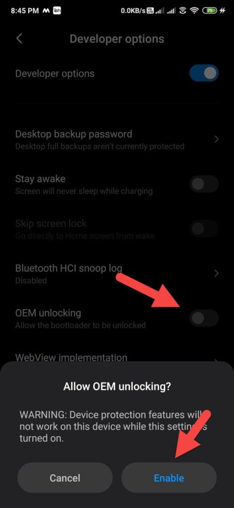 Enable OEM Unlocking