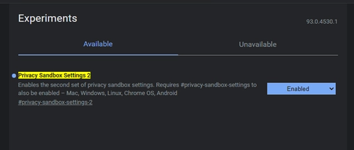 Enable Privacy Sandbox Settings 2