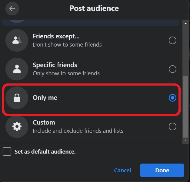 facebook post audience