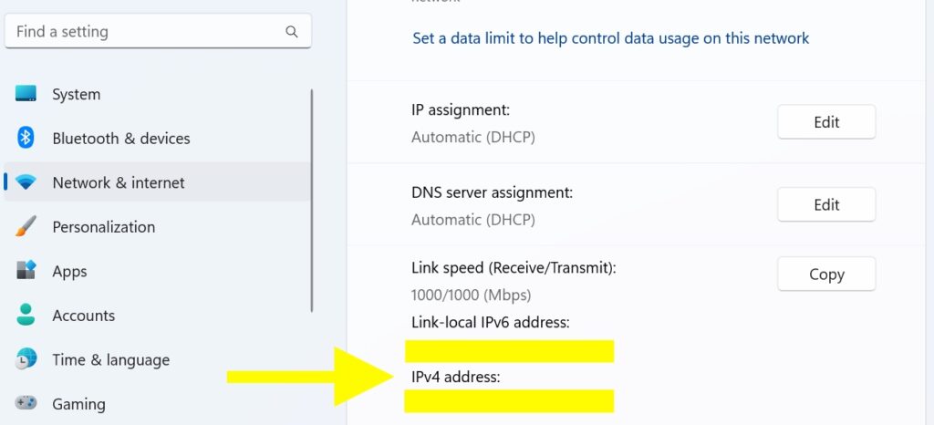 find ip address