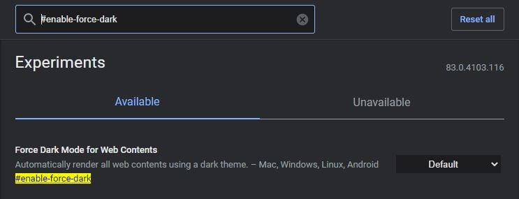 force dark mode in google chrome