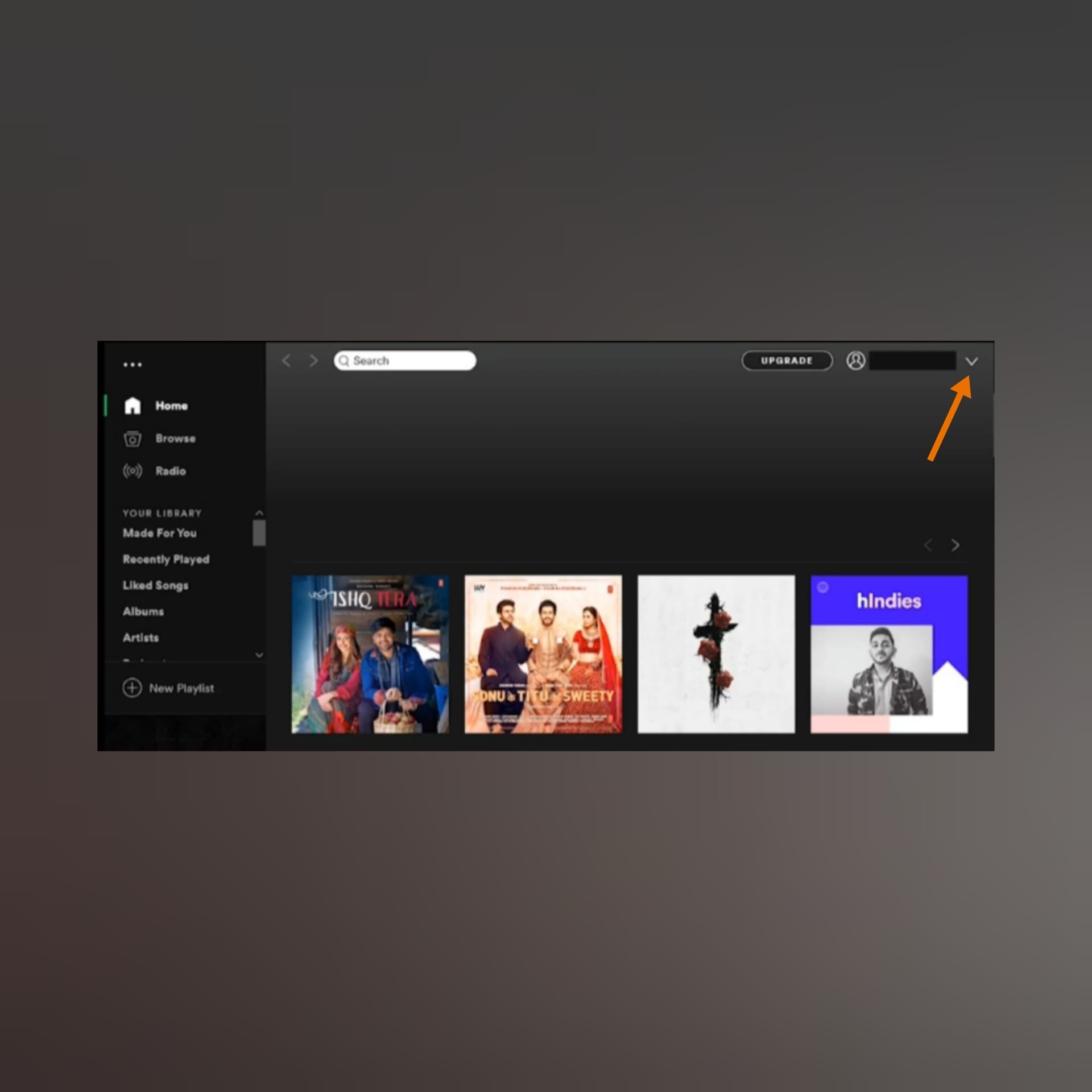 Spotify home page