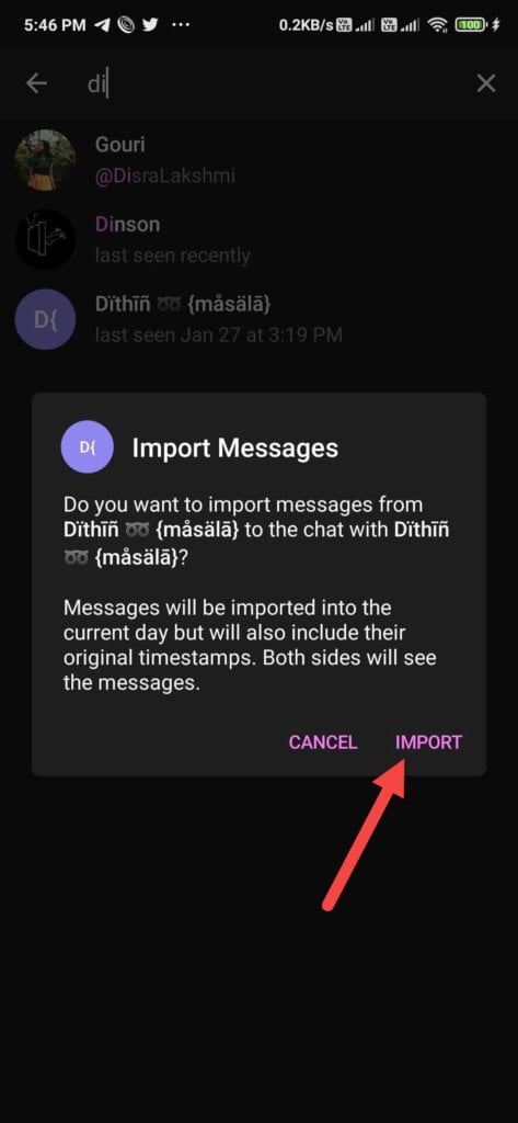 import messages from whatsapp to telegram