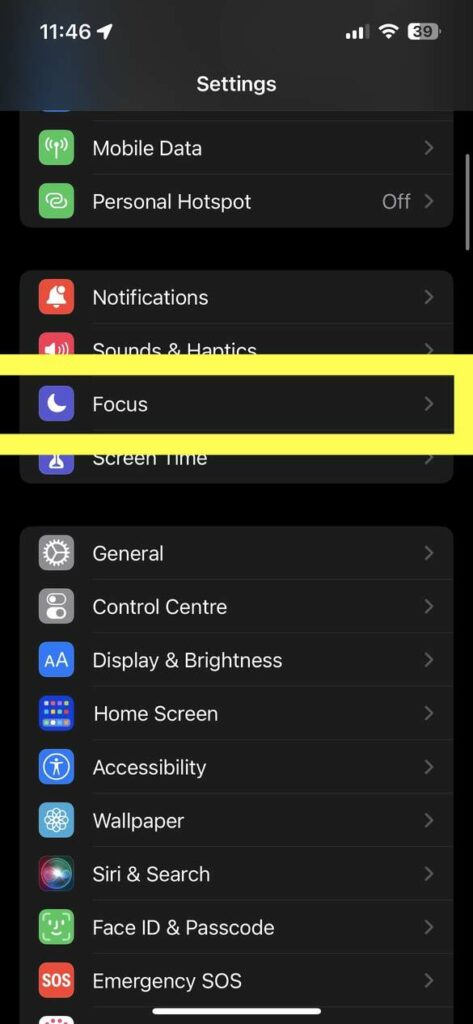 iPhone Focus Settings