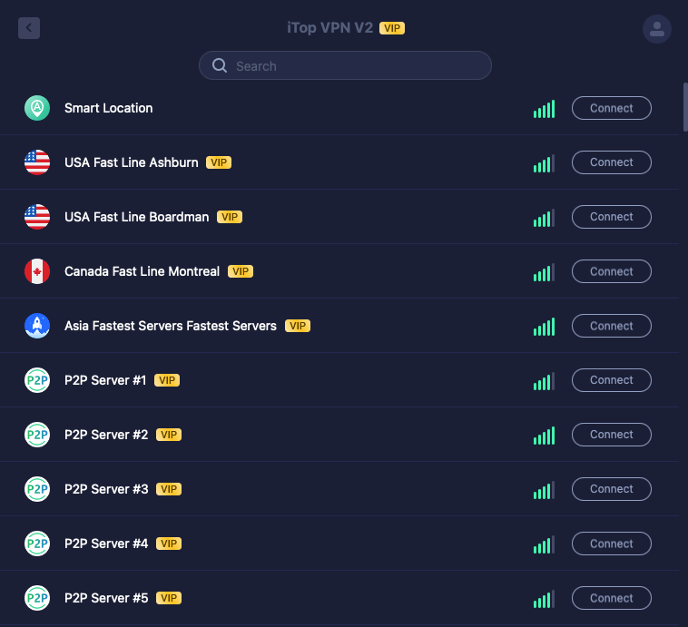 iTopVPN All Servers