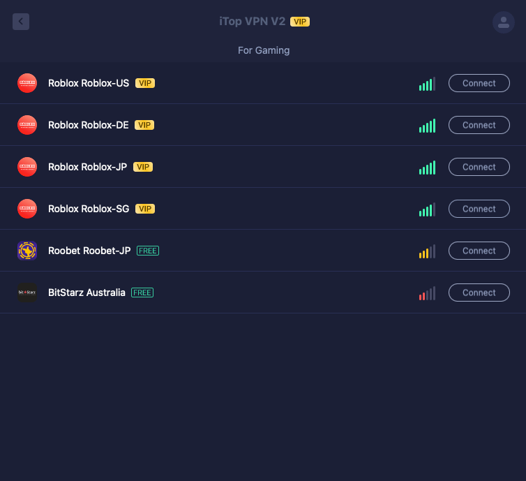 iTopVPN Gaming Servers