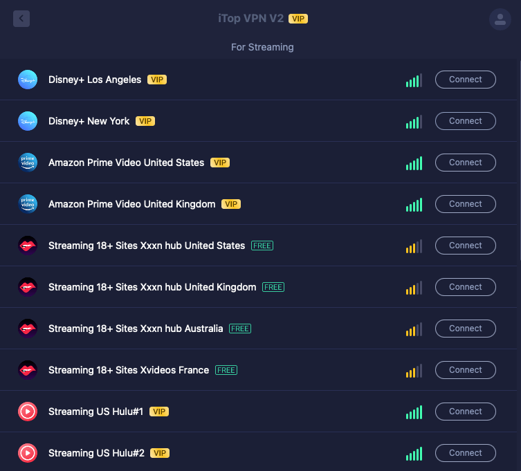 iTopVPN Streaming Servers