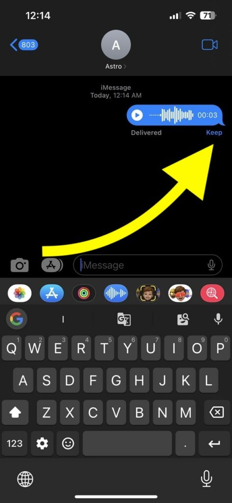 keep a audio message on imessage