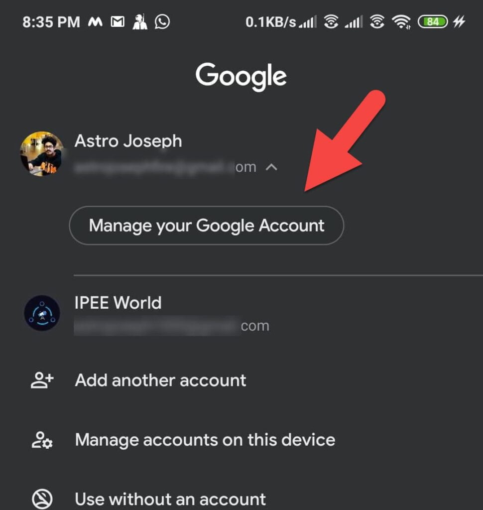 Manage your Google Account