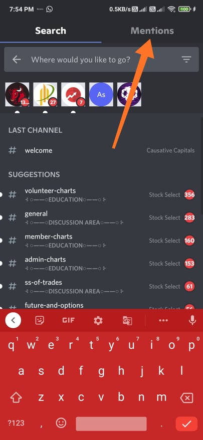 Find Mentions on Discord's App