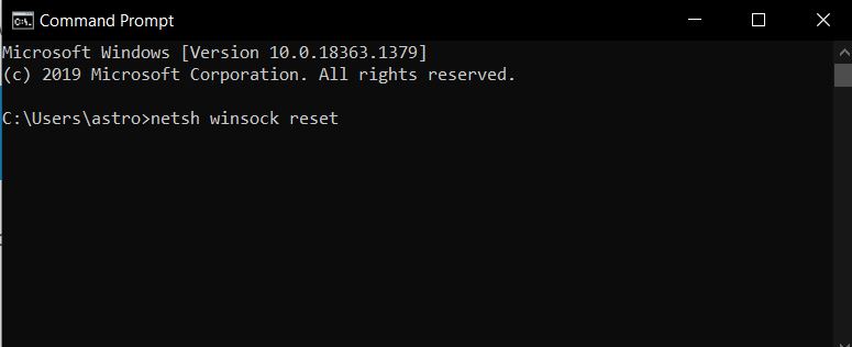 netsh winsock reset