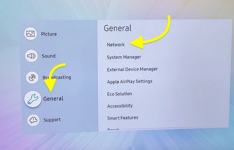 Open Samsung TV Network Settings