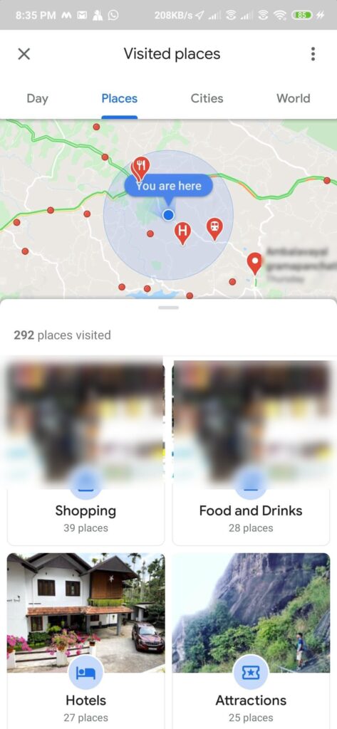 visited places google maps location history