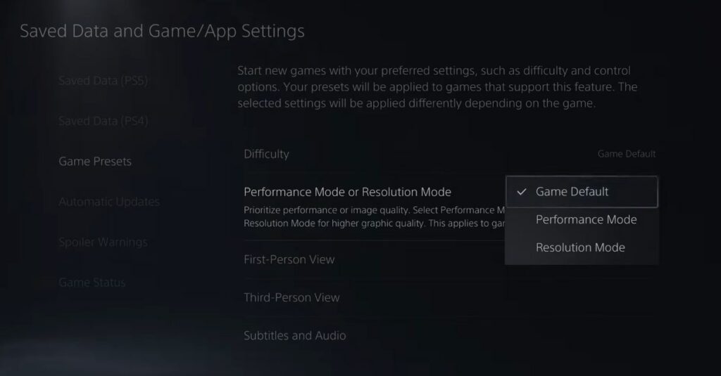ps5 performance mode