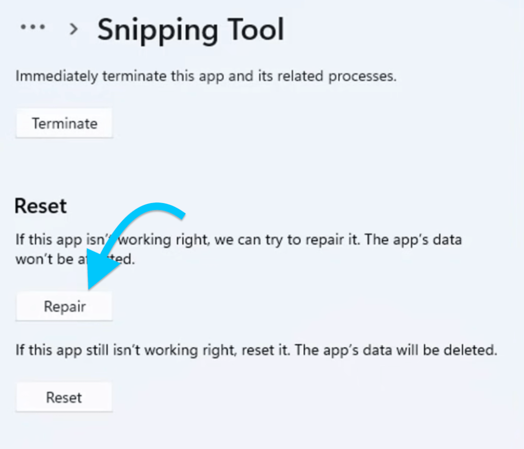 Repair Snipping Tool