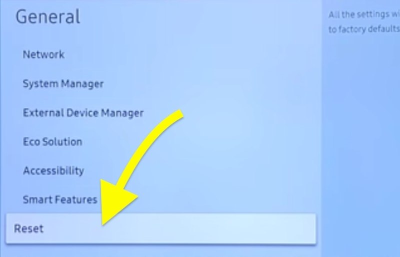 Reset Samsung TV