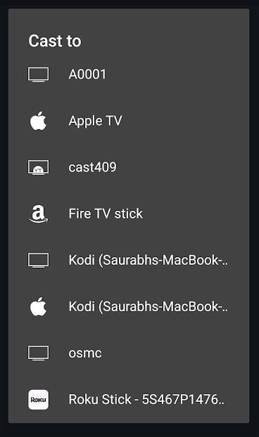 select roku to cast