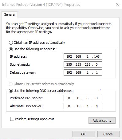 set ip address manually