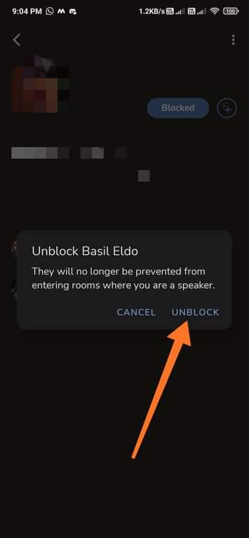 unblock someone on clubhouse