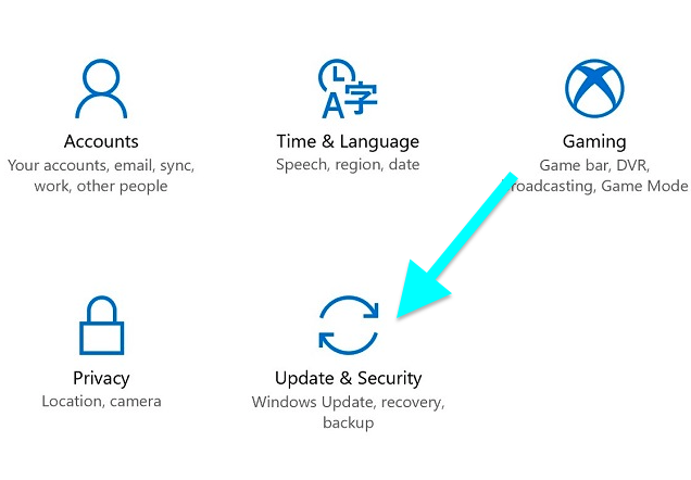 Open Update and Security Settings