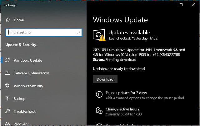 update windows to fix taskbar issues