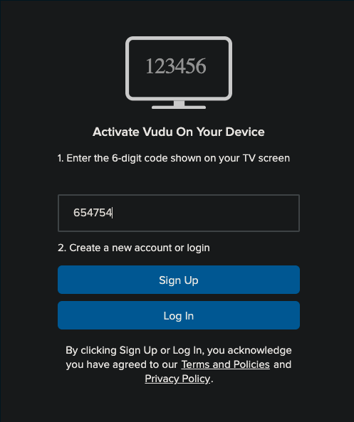 Vudu activation code